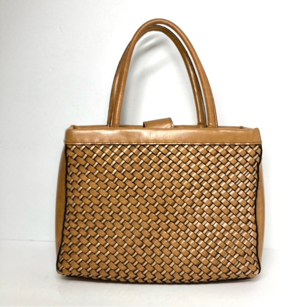 Vintage Relic By Fossil Shoulder Bag Tan Woven Leather 11x8" - Picture 2 of 16